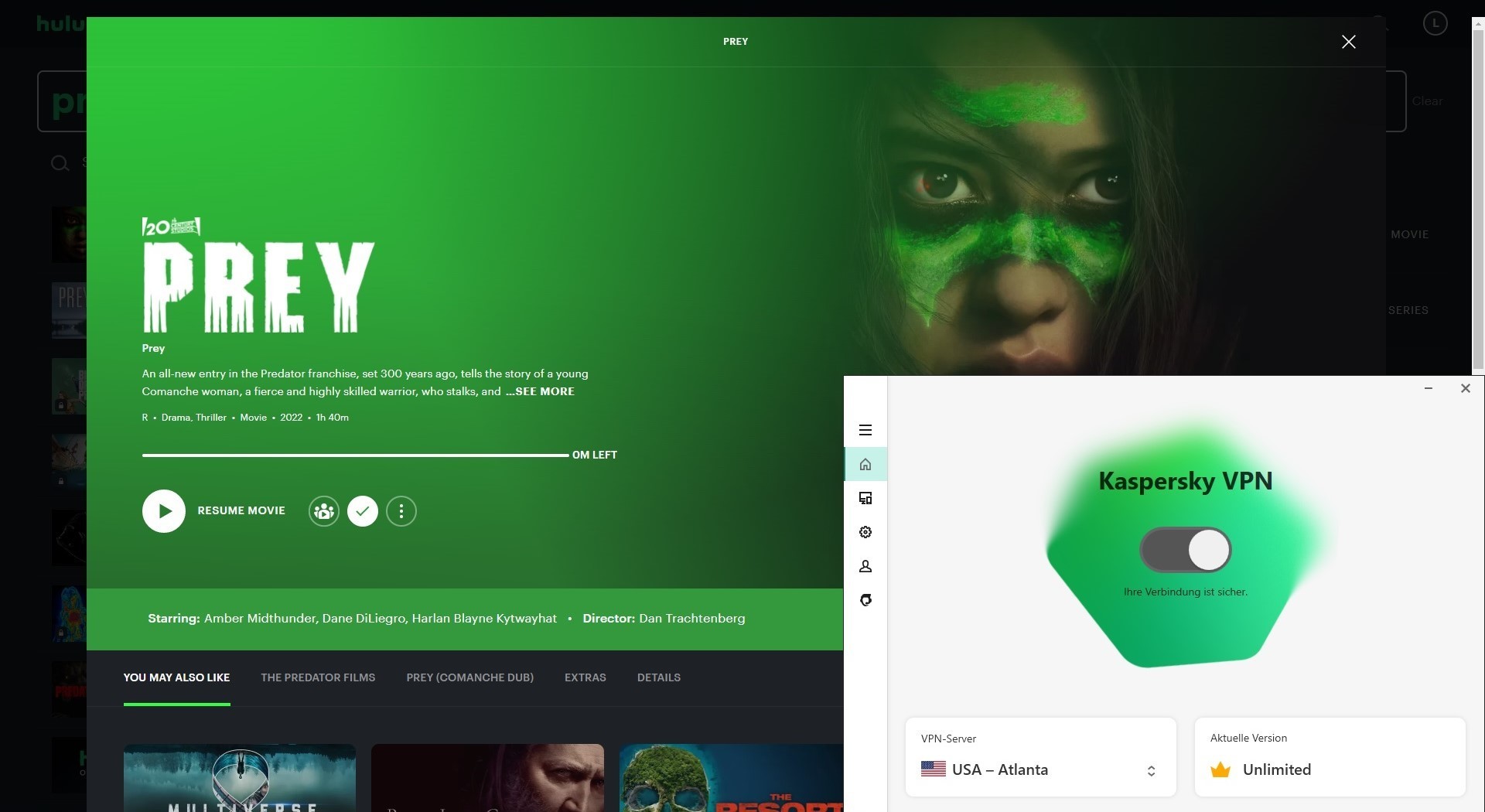 Kaspersky VPN mit Hulu