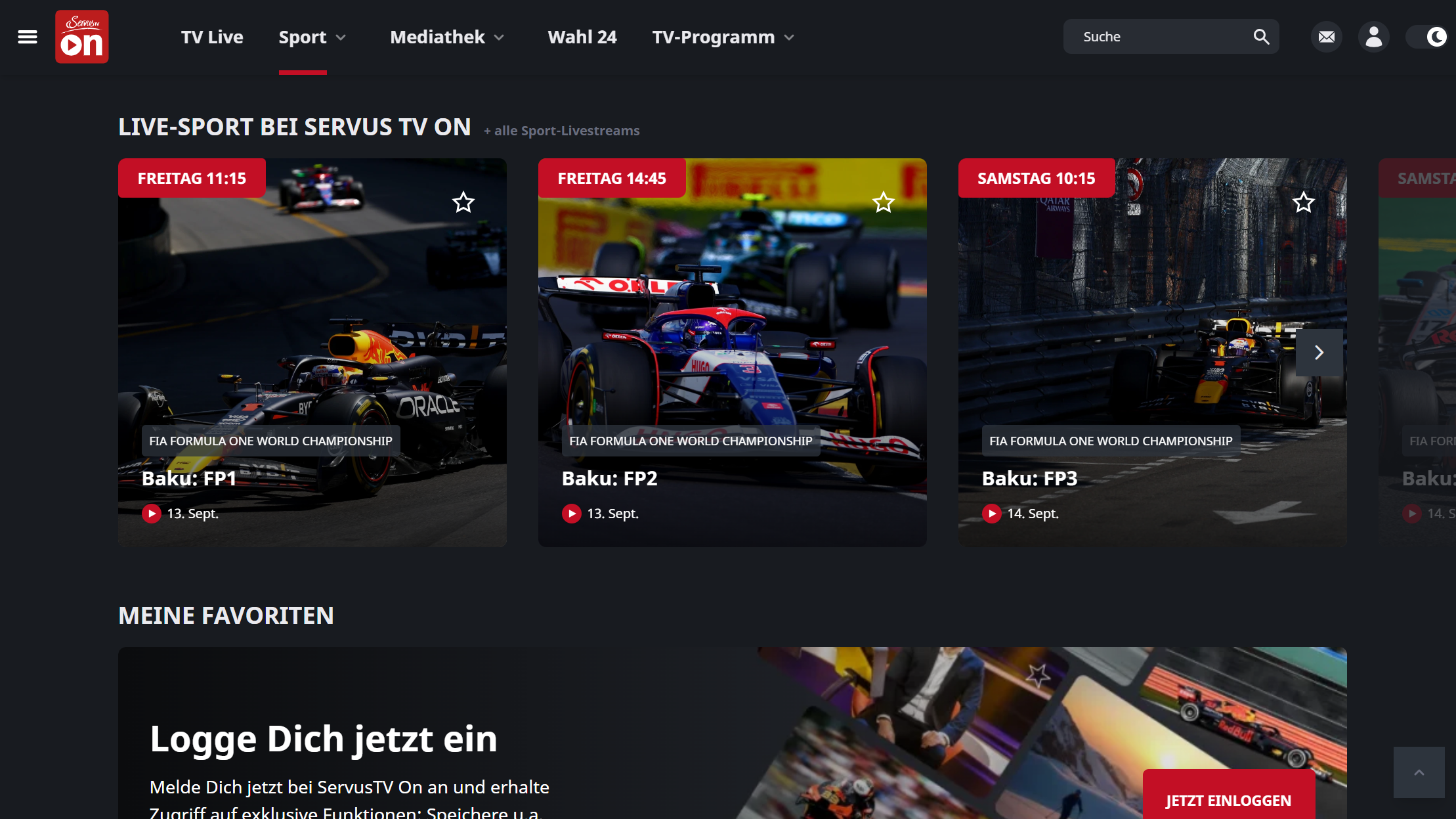 Formel 1 bei ServusTV On